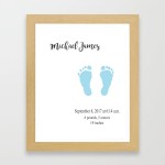 Baby Boy Footprints Custom Print