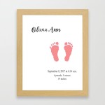 Baby Girl Footprints Custom Print