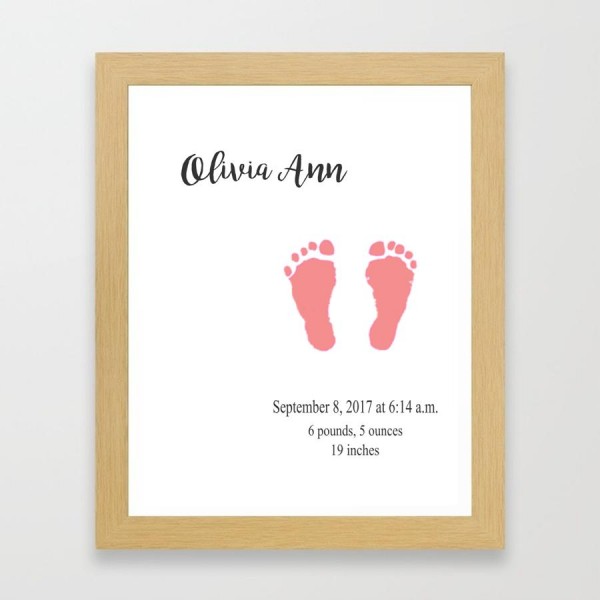 Baby Girl Footprints Custom Print