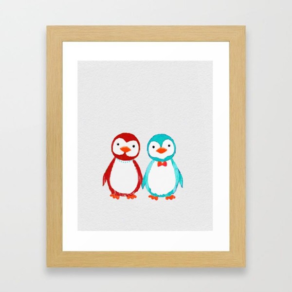 Festive Penguins Art Print