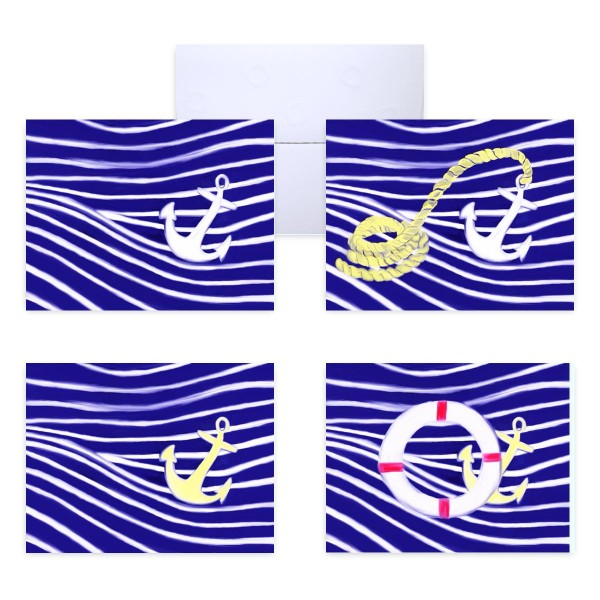 Anchors Away 4 Card Theme Set